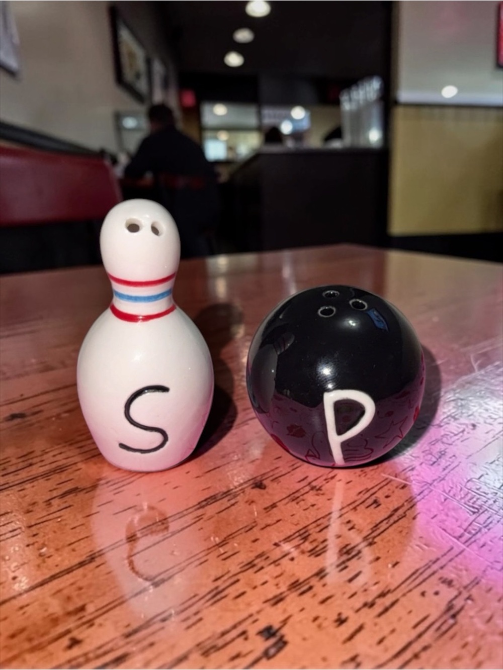 Ceramic Bowling Pin Salt and Pepper Shaker Set - White & Black
